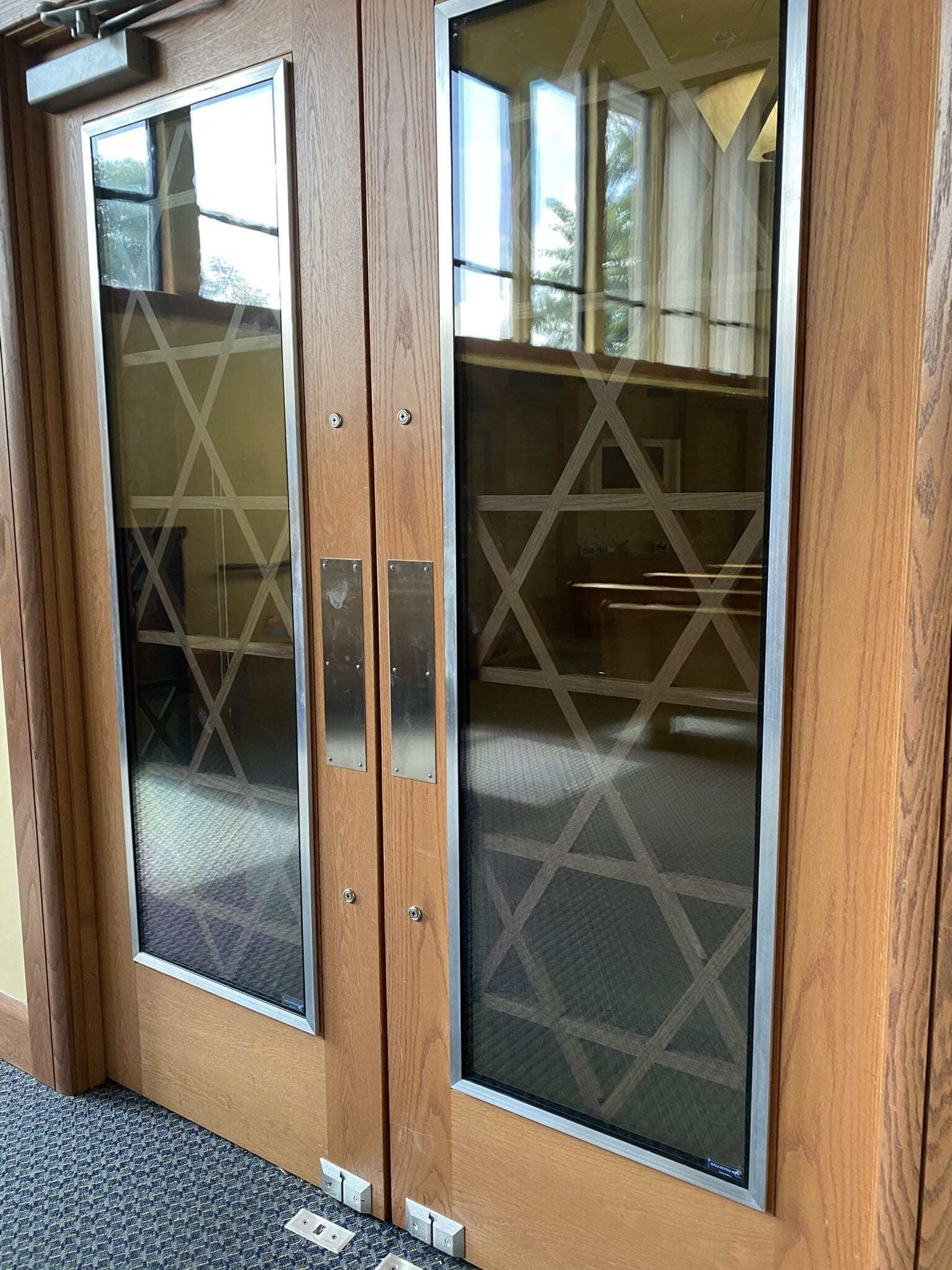 Sanctuary entry doors at Temple Kol Tikvah in Parkland.