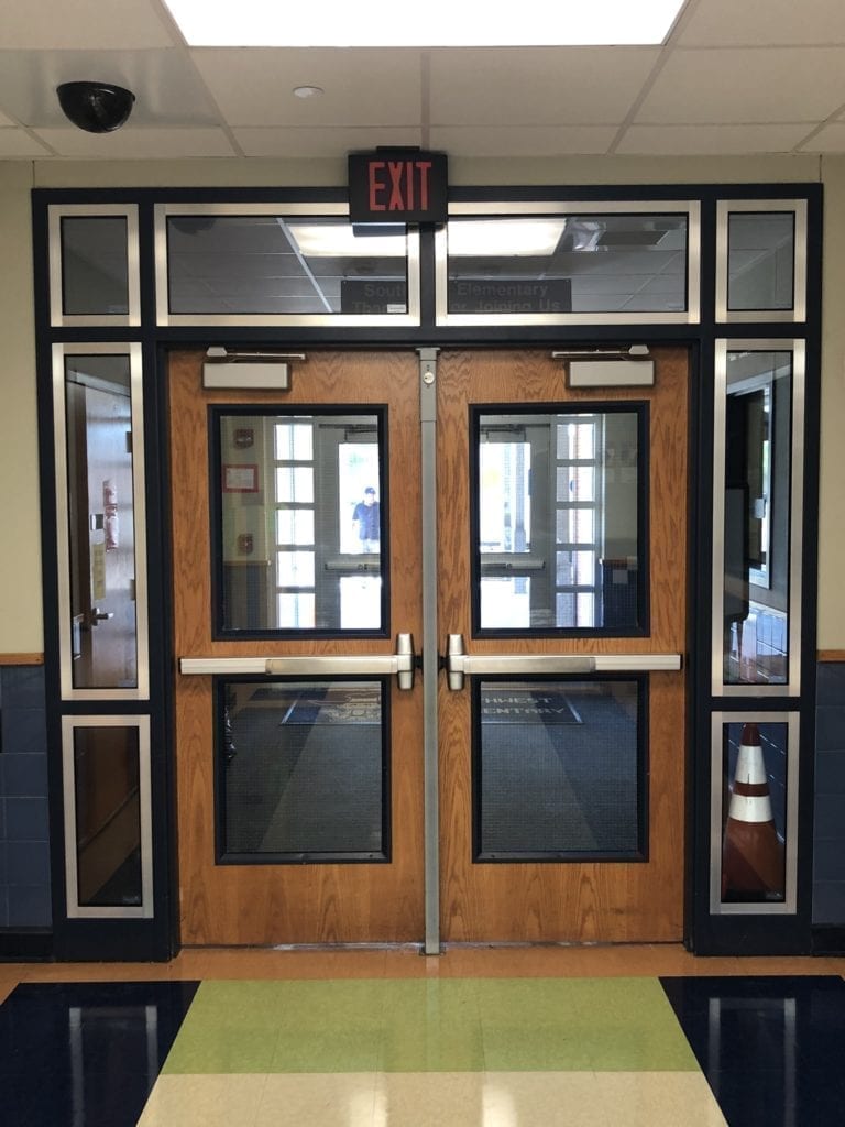 Bulletproof Door In A School Corridor