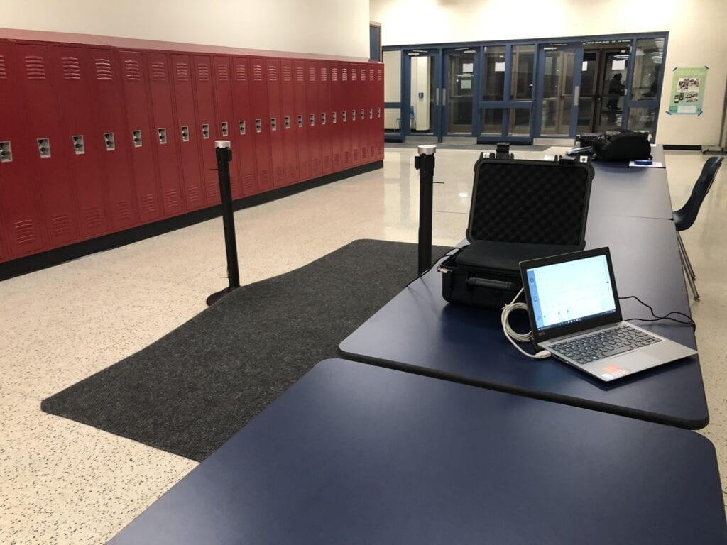 Metal Detector System In A School Corridor
